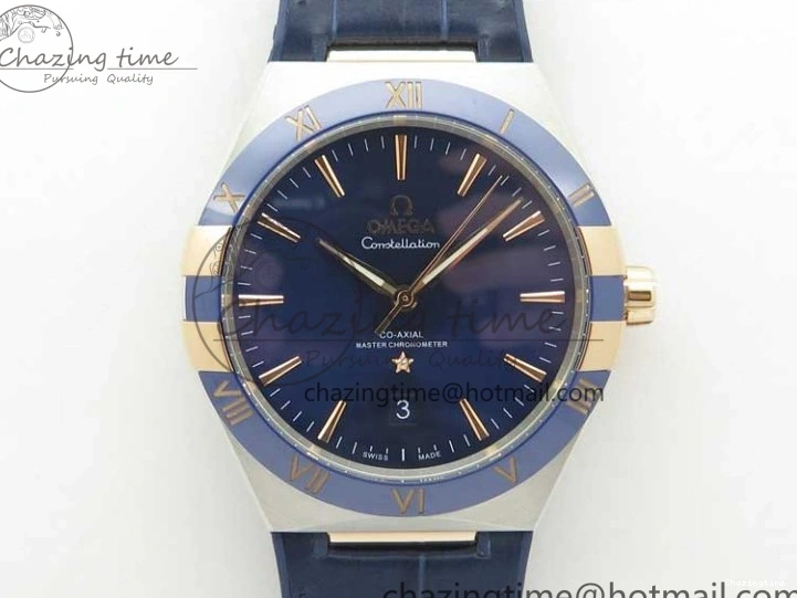 0409 Chic Constellation 131.33.41.21.03.001 SS RG TW Best Edition Blue Dial On Gummy Strap A 7872